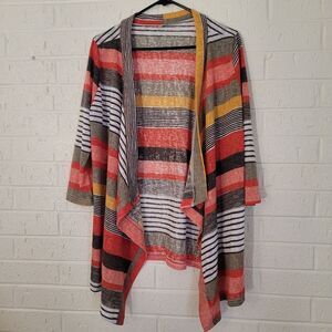 coral striped flowy taupe funky colorful duster